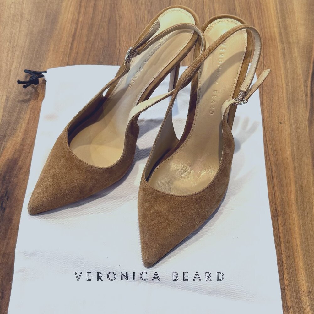 Veronica Beard Brown Suede Pointed Slingback Heels